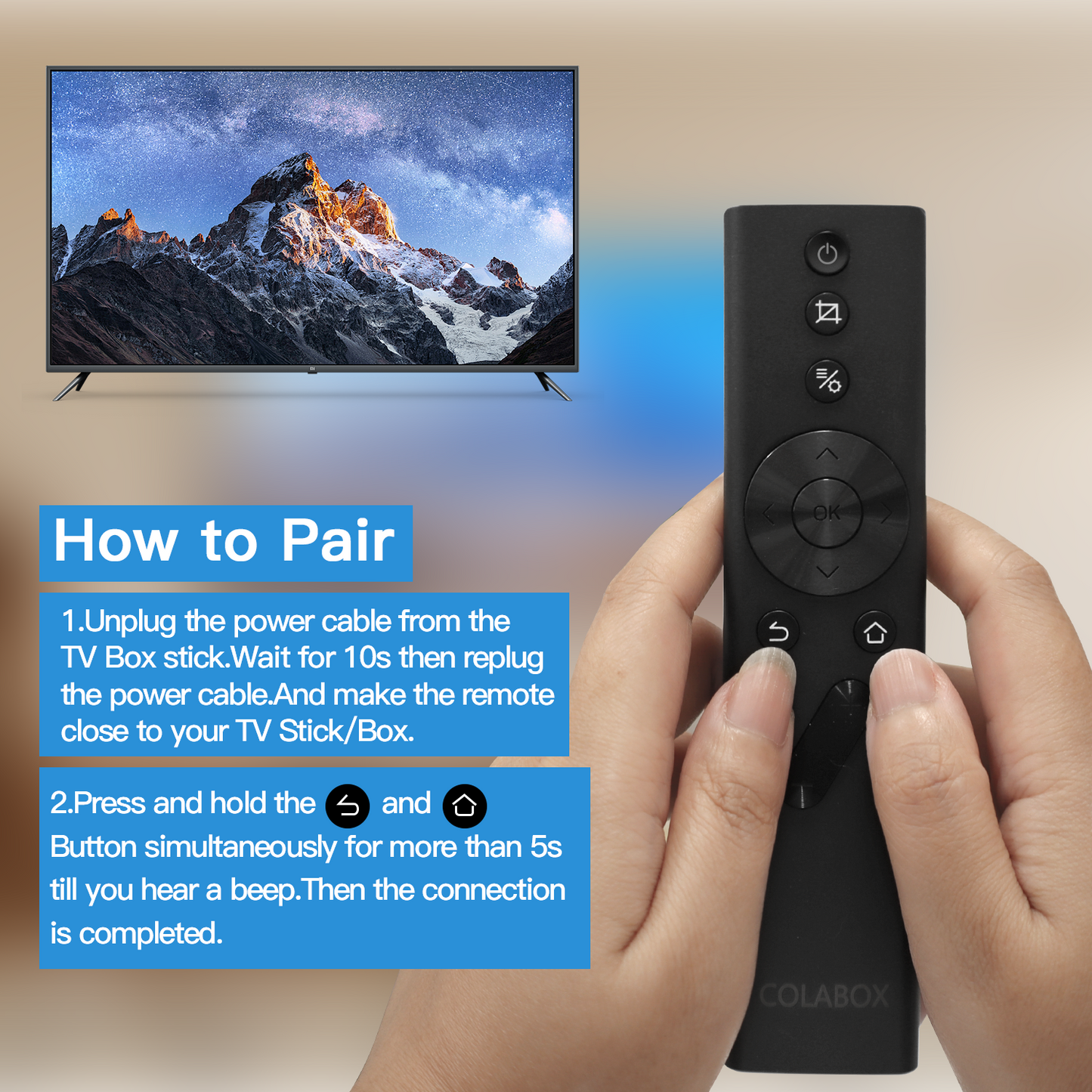 COLABOX Replacement Remote Controls For Projectors/TV/Sticks, Bluetooth 5.2, Simple Pairing